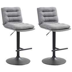 CLP Lot de 2 tabourets de bar Damar tissu Gris/Noir - gris textile 325703_0