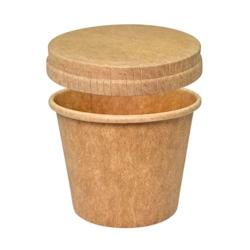 CROKUS Pots à sauce kraft avec enduction PE ø 6,2 cm - 90 ml + couvercles (500 unités) - marron en carton C123635_0