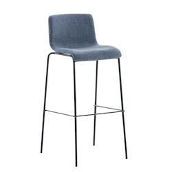 Décoshop26 - Tabouret de bar x1 design moderne empilable assise en tissu bleu et 4 pieds métal noir 10_0004952 - bleu 3000252377322_0