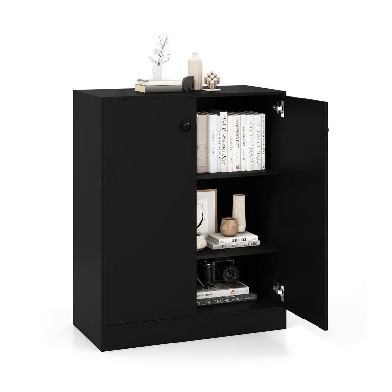 Helloshop26 - Armoire de rangement à 2 portes 72 x 34 x 85,5 cm design moderne avec dispositif anti-basculement en bois MDF noir 20_0015971 - noir m�_0