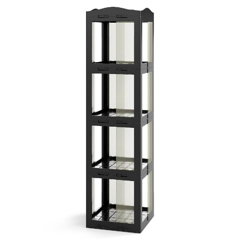 Helloshop26 - Bibliothèque rotative à 360° 36,5 x 36 x 108 cm accès facile design moderne en PP noir 20_0015906 - 3000229059046_0