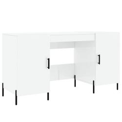 Helloshop26 - Bureau table poste de travail meuble d'ordinateur informatique étude brillant 140 x 50 x 75 cm bois d'ingénierie blanc 02_0023539 - 30_0