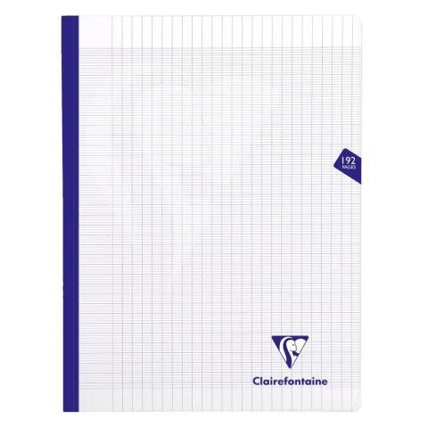 LOT DE 5 - CAHIER BROCHURE COUSUE MIMESYS 24X32CM 192 PAGES GRANDS CARREAUX COUVERTURE POLYPROPYLÈNE - INCOLORE