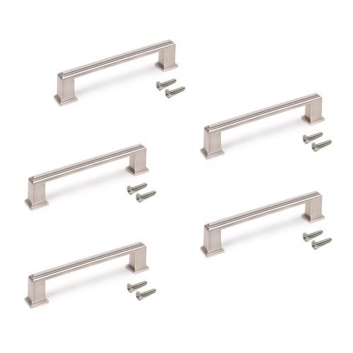 LOT DE 5 POIGNÉES POUR MEUBLES TANGER - EN ZAMAK - NICKEL SATINÉ EMUCA