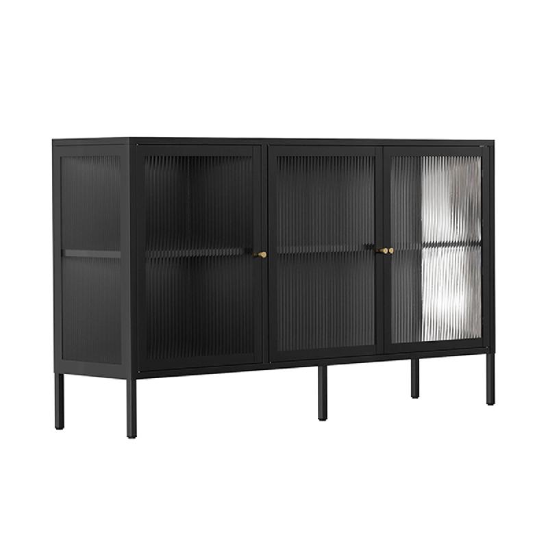 Oviala Business Buffet moderne 3 portes L140 cm en métal noir - noir acier 113974_0