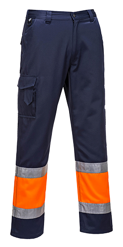 Pantalon combat hi-vis bicolore   orange marine e049, l_0