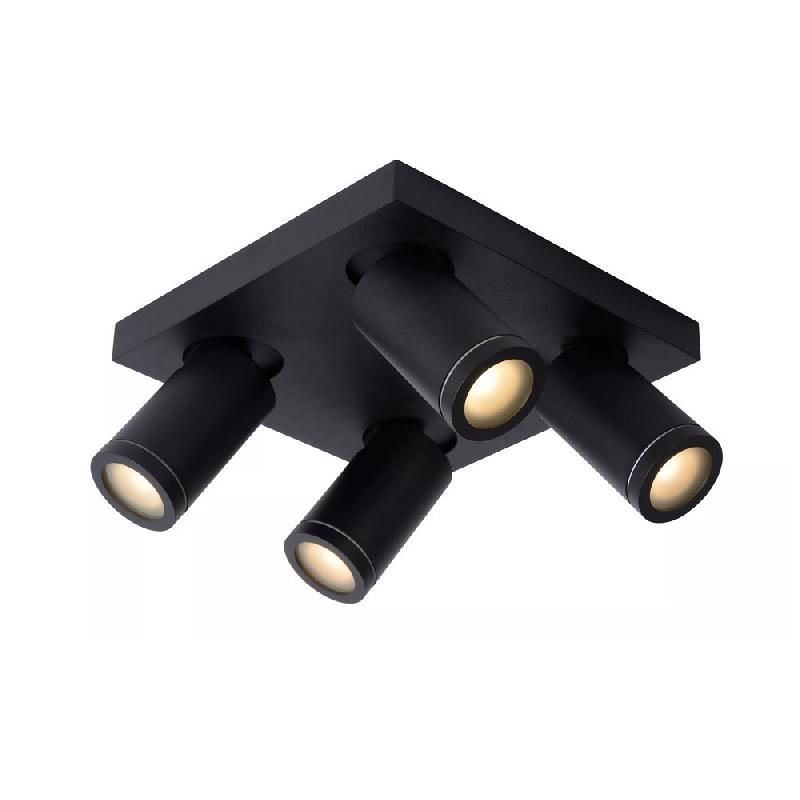 Plafonnier LED Dim to warm GU10 4x5W 2200K/3000K IP44 Noir - Lucide - Taylor - noir aluminium 5411212092670_0