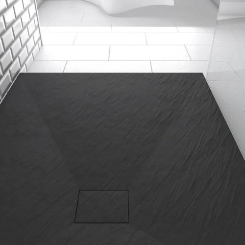 RECEVEUR DE DOUCHE 120X90CM EFFET PIERRE - ARDOISE NOIR MAT - STONE 2 AURLANE