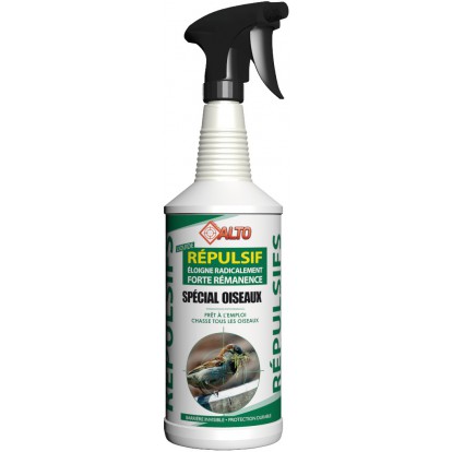 Répulsif laque spécial oiseaux - Incolore / blanc - Pulvérisateur 1 L - Cibles Alto - Forte rémanence et protection efficace_0