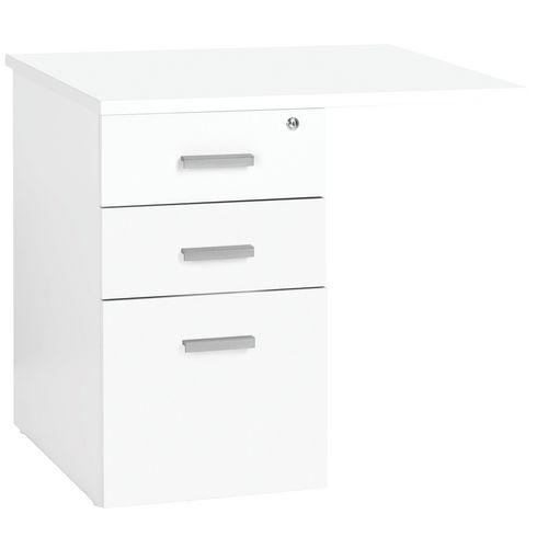CAISSON HAUTEUR BUREAU 3 TIROIRS AVEC EXTENSION INTUITIV' BLANC