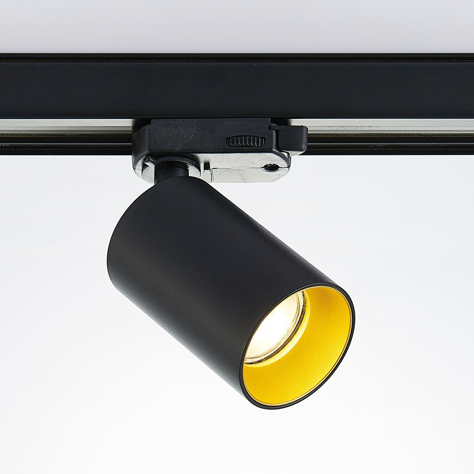 ARCCHIO SPOT BRINJA, NOIR/OR, ALUMINIUM, RAIL TRIPHASÉ