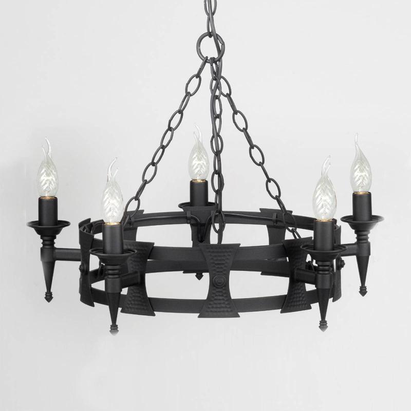 ELSTEAD SUSPENSION MÉDIÉVALE SAXON FER FORGÉ NOIRE