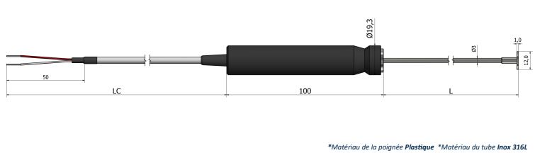 Thermistance de surface avec poignée plastique - HS50 - Types PTC et NTC, câbles résistants haute température_0