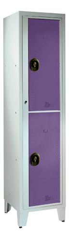 VESTIAIRE VISITABLEL COLLÈGE - 1 COLONNE 2 CASIERS MONOBLOC GRIS LILAS
