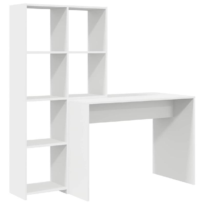 VidaXL Bureau avec étagère Blanc 138,5 x 55 x 143 cm Bois d'ingénierie Modèle Titan Prestige - 3337249_0