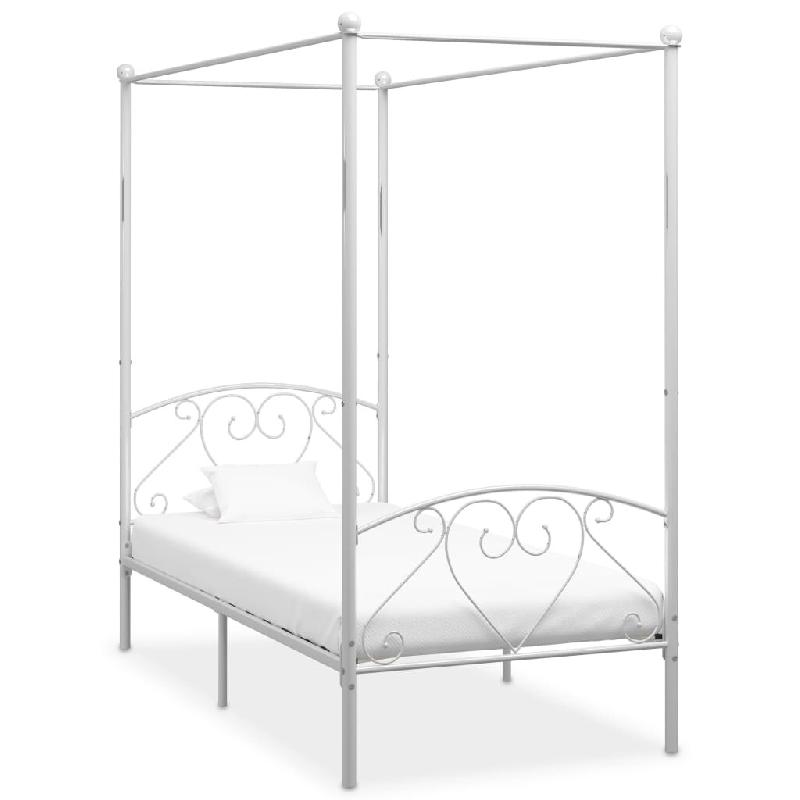 VidaXL Cadre de lit à baldaquin sans matelas blanc métal 100x200 cm Modèle Mermoniax - 284427_0
