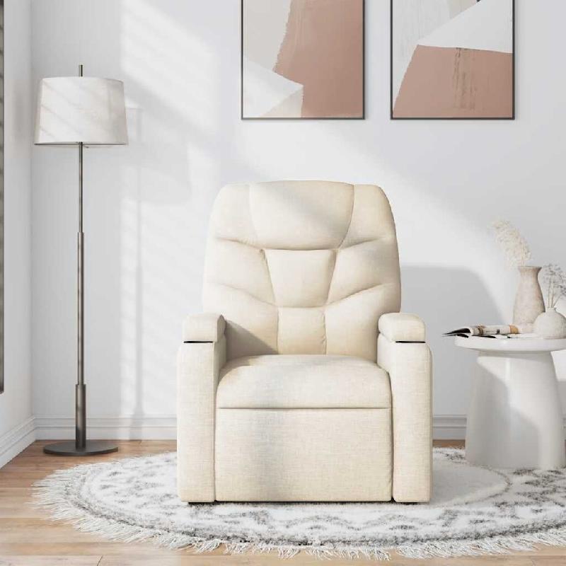 VidaXL Fauteuil de massage inclinable Crème Tissu Modèle Ravelia - 8721012201088_0
