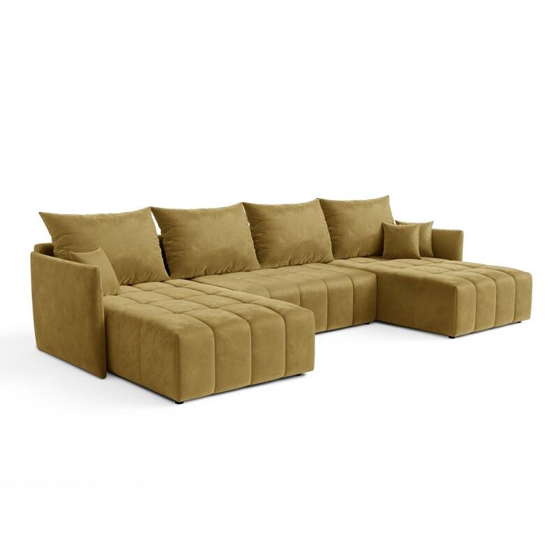 Vivabita Canapé panoramique convertible coffre en tissu absorbant Louka - 3665367400268_0