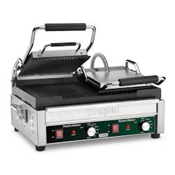 WARING Panini grille contact fonte - Plaque (haut/bas) rainurée/rainurée - Dim: 54x38x33,2cm - Dim surface cuisson: 43x24cm - Puis.: 2900W WPG300E -_0