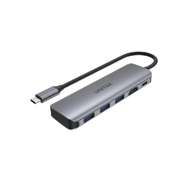 UNITEK H1107E - Hub & Concentrateur USB 3.2 Gen 1 Type-C avec 5 ports - HDMI - 5000 Mbit/s - Gris - Duralumin_0