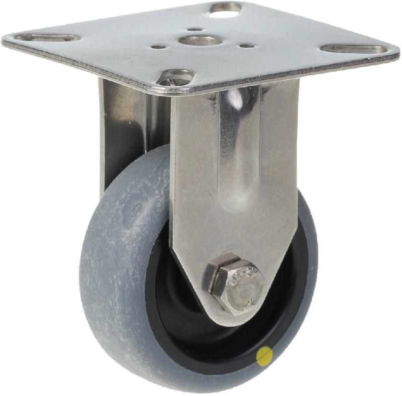 Roulette fixe en acier inoxydable de 50 mm avec thermoplastique gris conducteur d'électricité._0