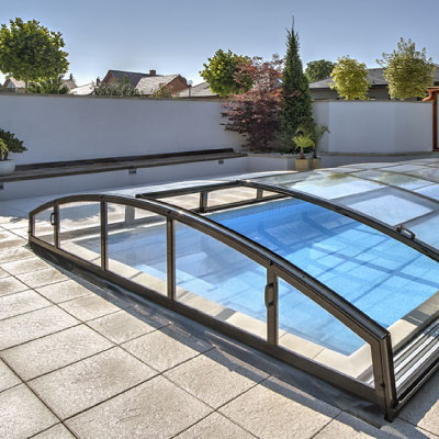 Abri piscine bas Mirage / télescopique / en aluminium et polycarbonate_0
