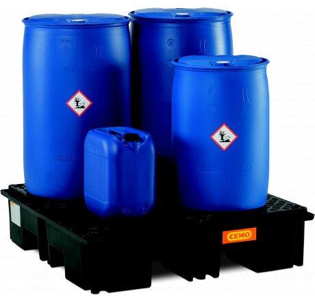 Bac de rétention pour fût en polyéthylène - 220L - charge 1200kg - CEMO CEM11489_0