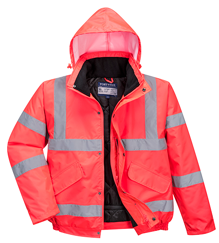 Blouson hi-vis rouge S463 - certifié CE, bandes réfléchissantes, coupe résistante au vent, capuche détachable_0