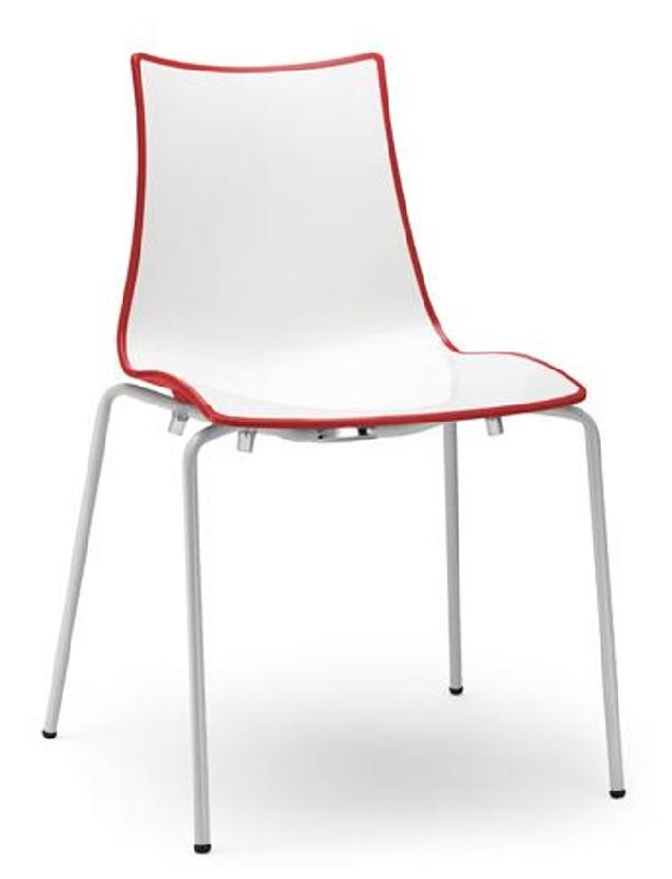 Chaise Lena - coque en polymère recyclable - intérieur blanc - dos rouge, bleu, anthracite ou orange_0