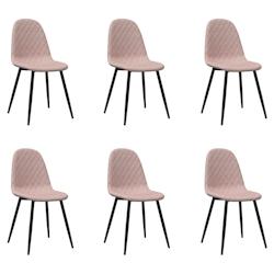 Décoshop26 - Set de 6 chaises de salle à manger design moderne coutures losange en velours rose DEC025711 - 3000255399086_0