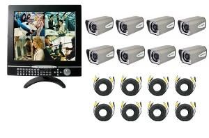 KIT ECRAN DVR NUMERIQUE+8 CAMERAS IR