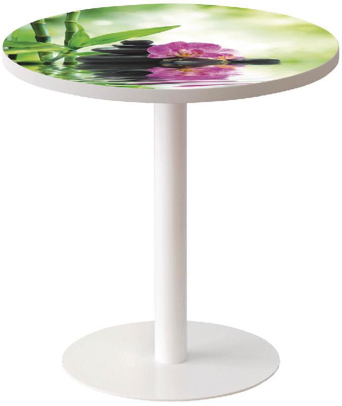 GUÉRIDON BAS EASY OFFICE PIED MÉTAL Ø 60 CM PLATEAU COLORIS DÉCOR BAMBOU - MANUTAN COLLECTIVITÉS