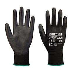 Portwest - Gants manutention légers enduit PU paume sans latex Noir Taille 7 - 5036108360536_0