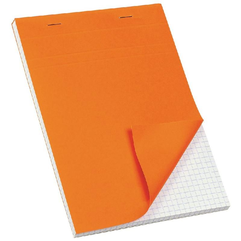 STAPLES BLOC-NOTES AGRAFÉ - FORMAT A4 (70 G/M2) - 100 PAGES NON PERFORÉES À PETITS CARREAUX - COULEUR ORANGE (PRIX À L'UNITÉ)