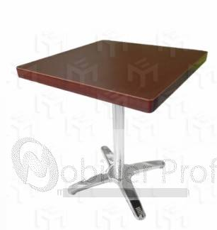 Table medium stratifié - pied chromé 4 branches - coloris acajou_0