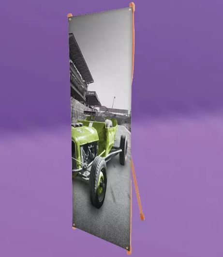 X Banner Totem pliable en bambou - 60x160 cm - avec visuel imprimé sur bâche extérieure_0