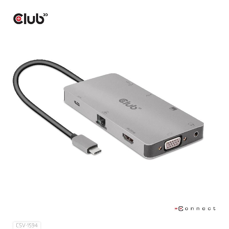 CLUB3D CSV-1594 - Hub USB 3.2 Gen 1 Type-C avec HDMI, RJ-45, Thunderbolt 3, USB Type-C et VGA_0