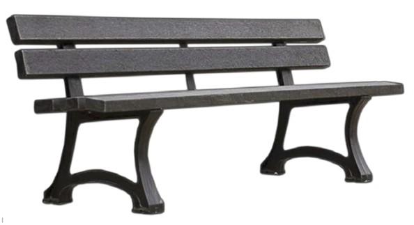 Banc urbain en plastique recyclé Crocus - 5 lames, 2 piètements en fonte, 72 kg_0