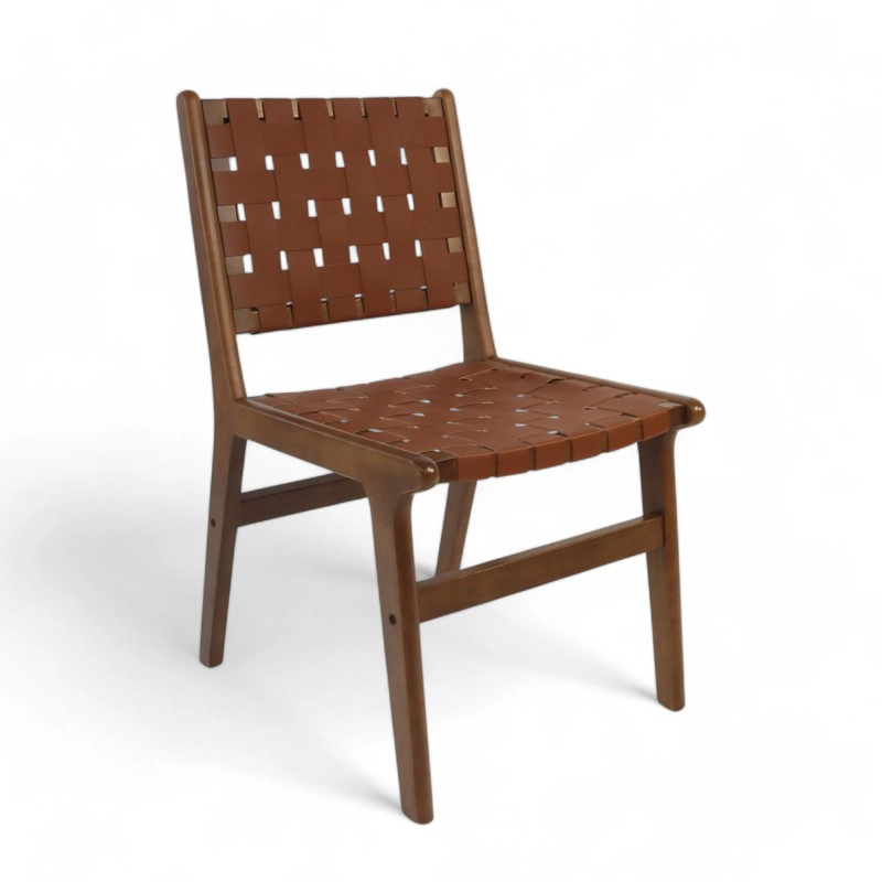 Bistromania Chaise design COPENHAGUE - Simili Cuir brun tressé - NZ009_0