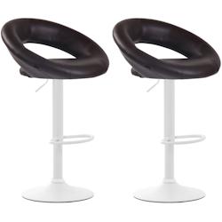 CLP Lot de 2 Tabourets de bar Olinda en similicuir hauteur réglable et siège pivotant Marron/Blanc - marron polyester 320284_0