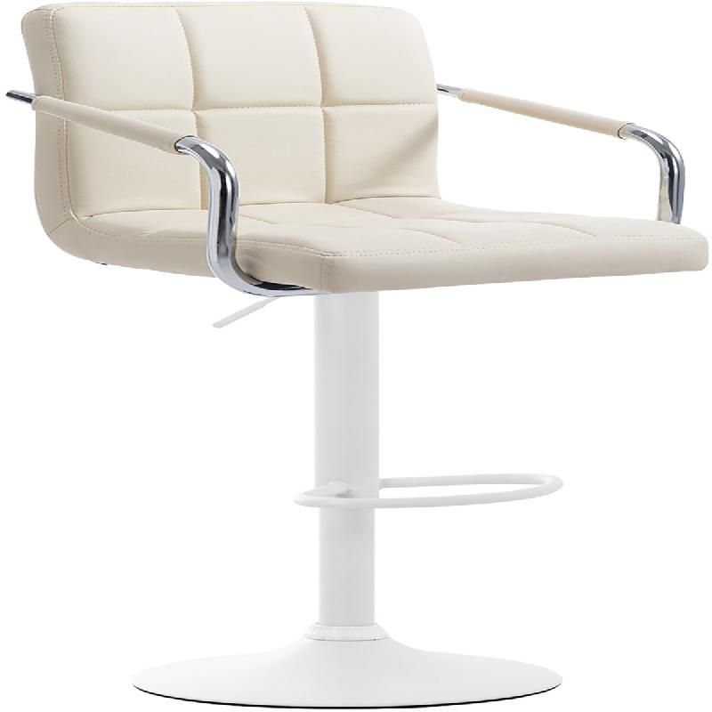 CLP Tabouret de bar Lucy V2  en similicuir avec Piètement en Métal Crème/Blanc - beige polyester 315658_0