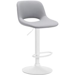 Décoshop26 - Tabouret de bar chaise haute x1 avec repose-pieds en PVC gris piètement métallique blanc 10_0004587 - blanc 3000252187822_0