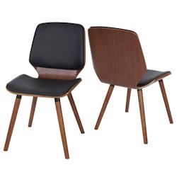 Décoshop26 - 2x chaises de salle à manger en bois courbé design rétro noyer synthétique noir 04_0000216 - noir 3000252588988_0