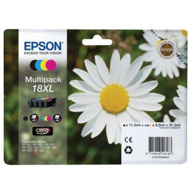 Epson 18XL 'Pâquerette' Cartouche d'encre originale grande capacité Claria Home Pack 4 couleurs (C13T18164012) - Noir, Cyan, Magenta, Jaune_0