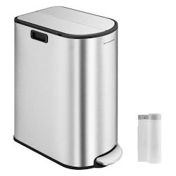 Helloshop26 - Poubelle de cuisine double 30 litres et 20 litres mince 2 compartiments pour tri et recyclage des déchets avec pédale 12_0007209 - 300_0