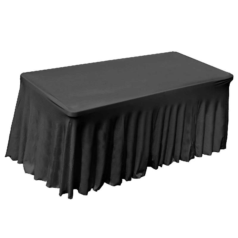 Nappe housse noire en élasthanne et polyester pour table de réception 152 à 162 cm - Intérieur/Extérieur_0
