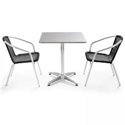 Oviala Business Salon de jardin en aluminium 2 places - noir aluminium 104450_0