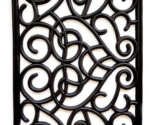 Paillasson caoutchouc noir effet ancien - 75 x 45 mm - antidérapant et décoratif_0