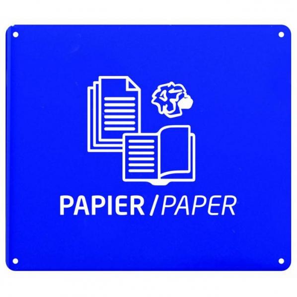 Plaque signalétique tri sélectif murale PAPIER - Bleu - Sérigraphie - Marque Rolléco_0