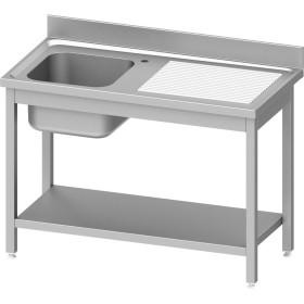 Plonge 1-bac avec étagère basse - 1400x600x850 mm - À monter - Réf. 954476140 - Inox Aisi 201 - Gamme Éco_0